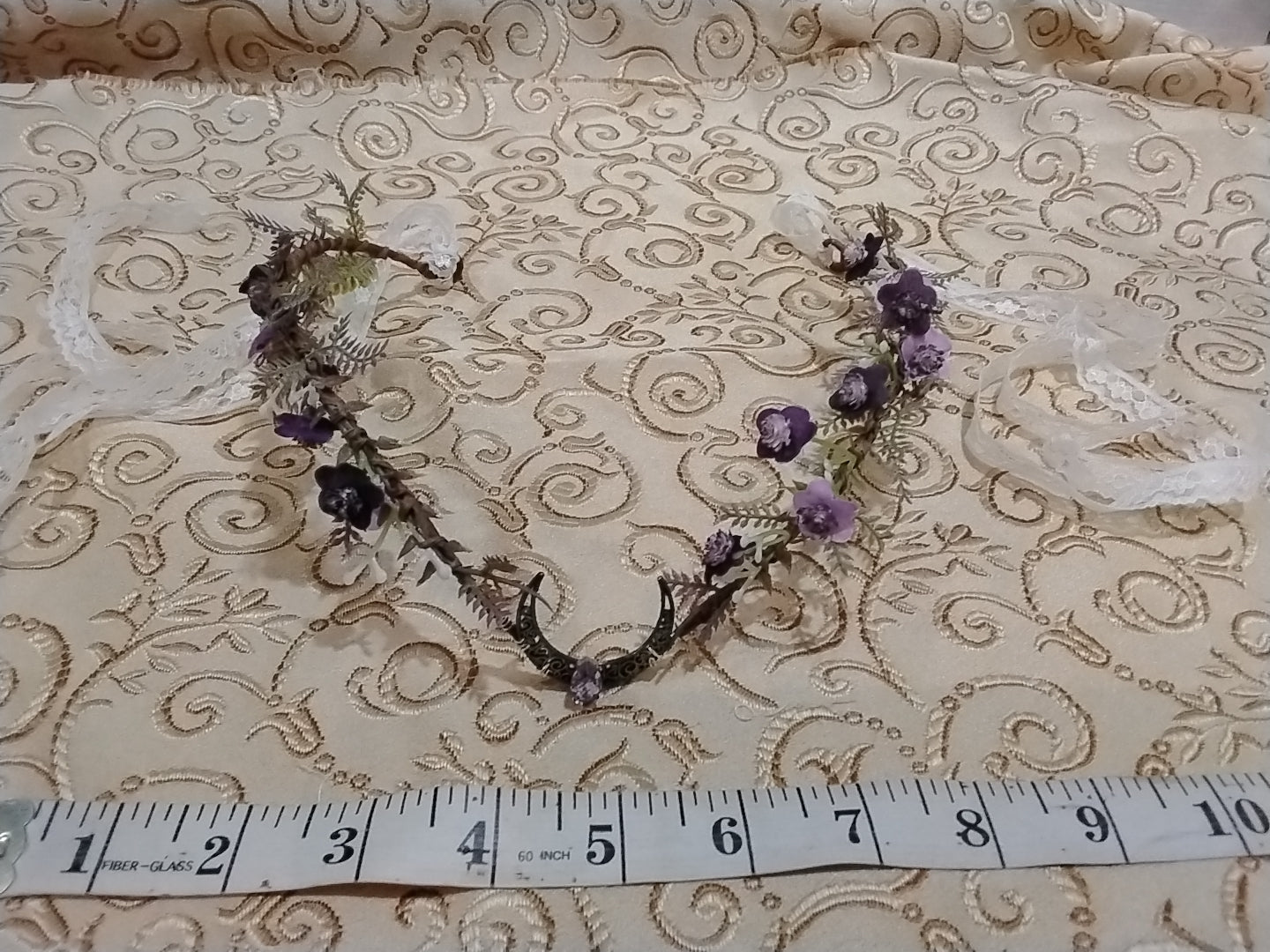 Elven Crown Purple Flowers with Moon
