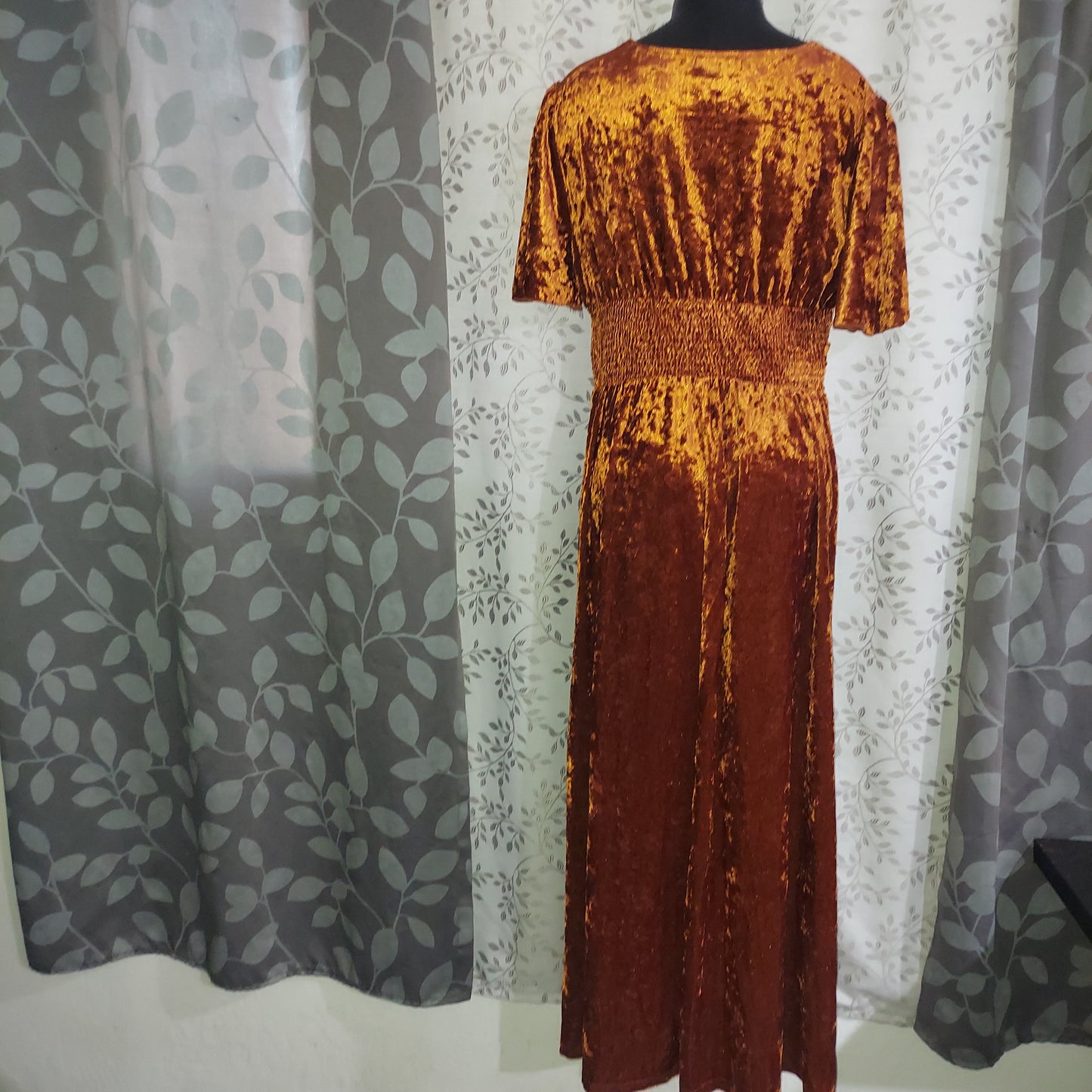 Gold Velvet Dress - Medium