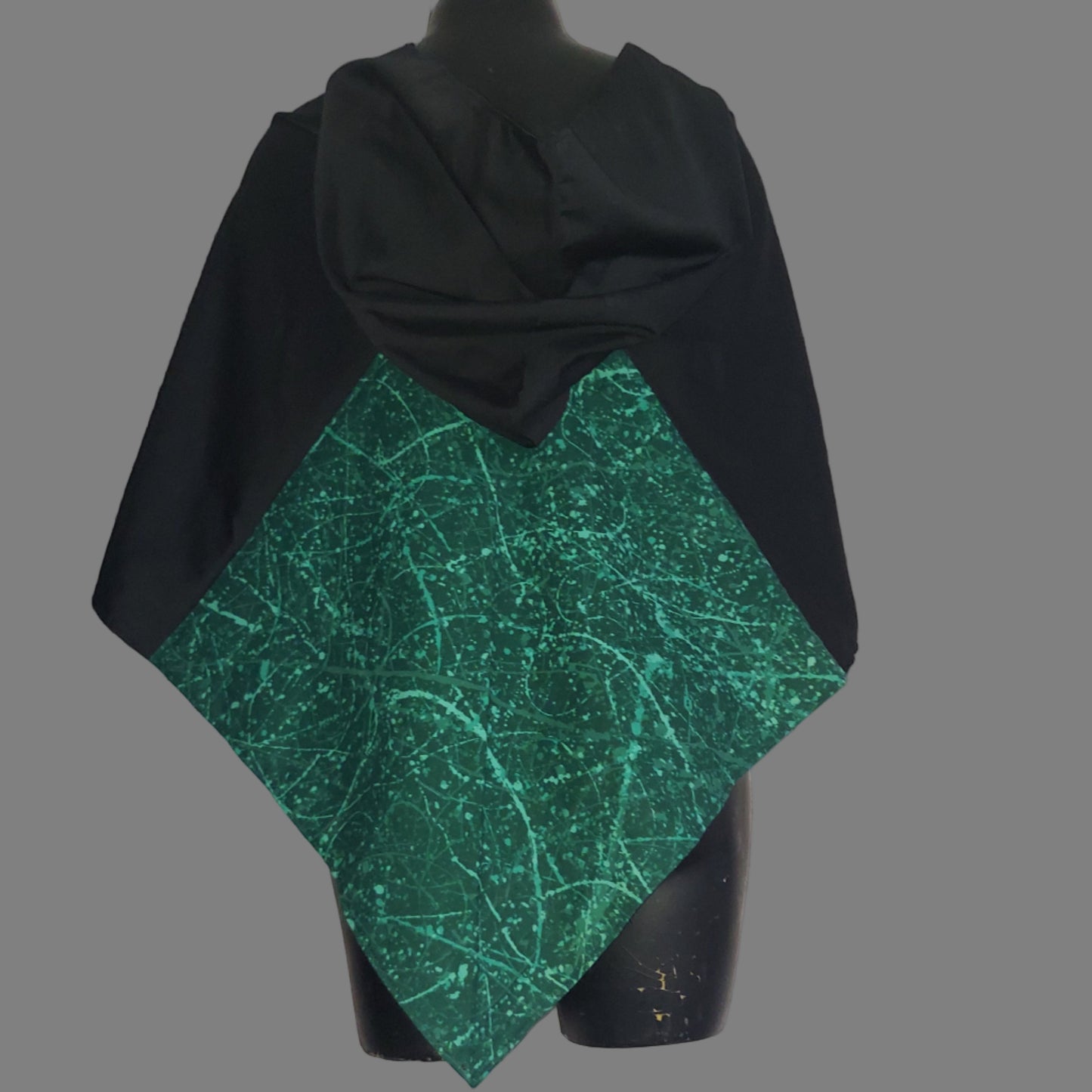 Embroidered Hood - Green and Black with Golden Serpent