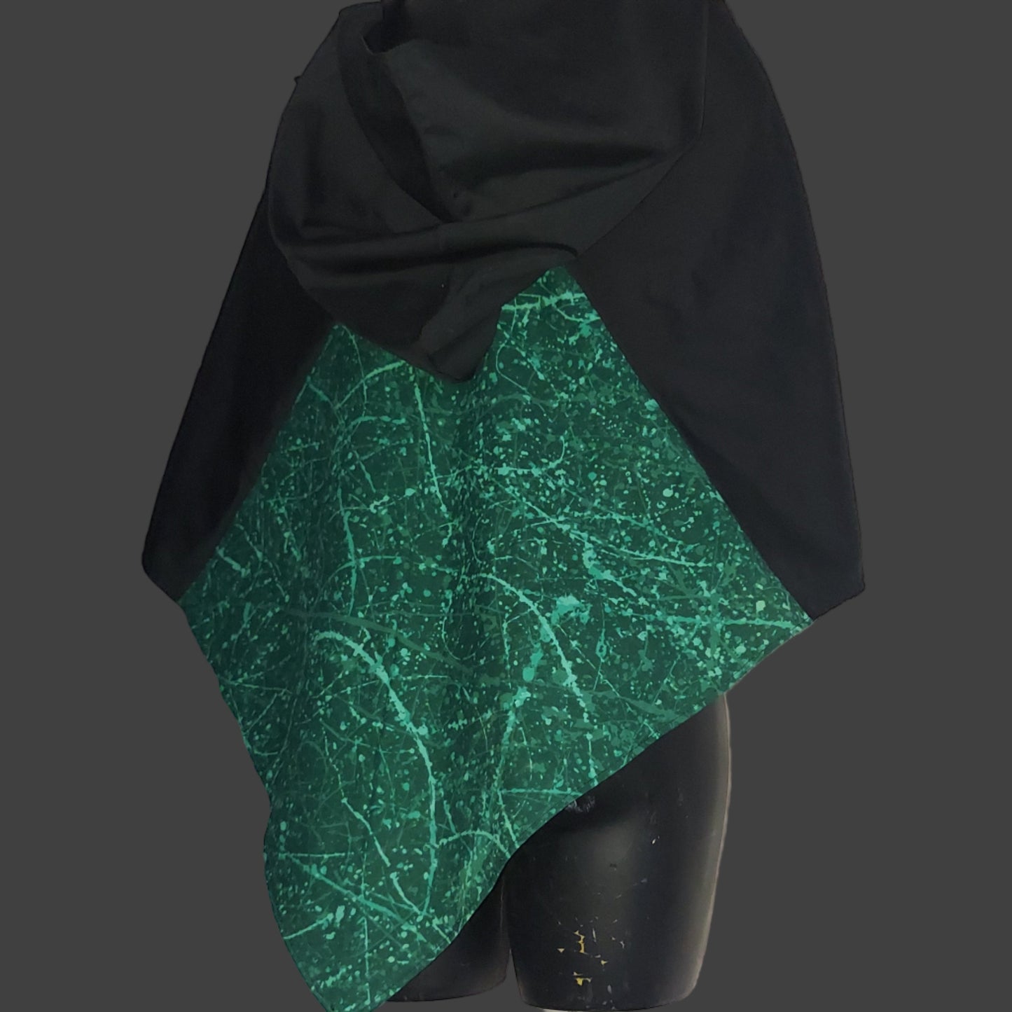 Embroidered Hood - Green and Black with Golden Serpent