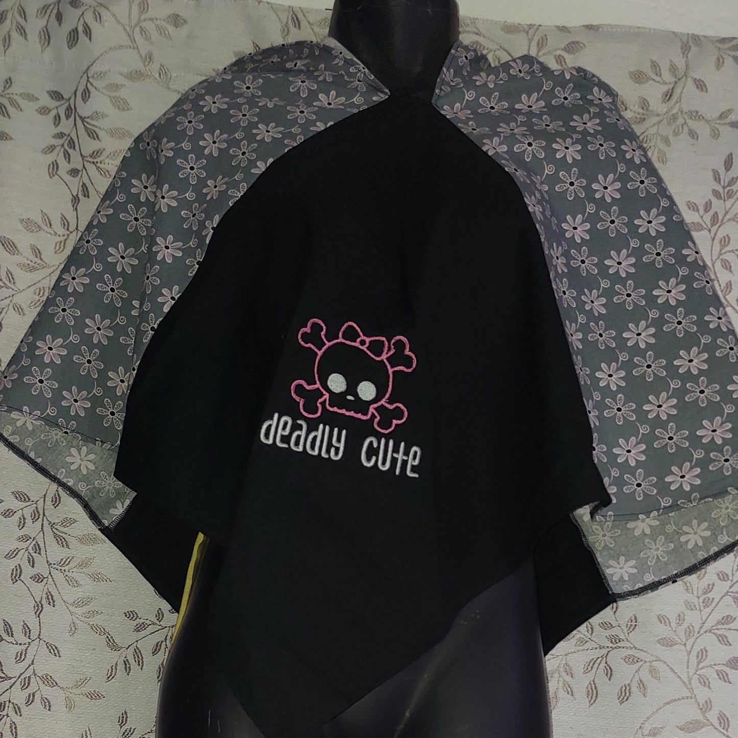 Embroidered Hood - Pink and Gray - Deadly Cute