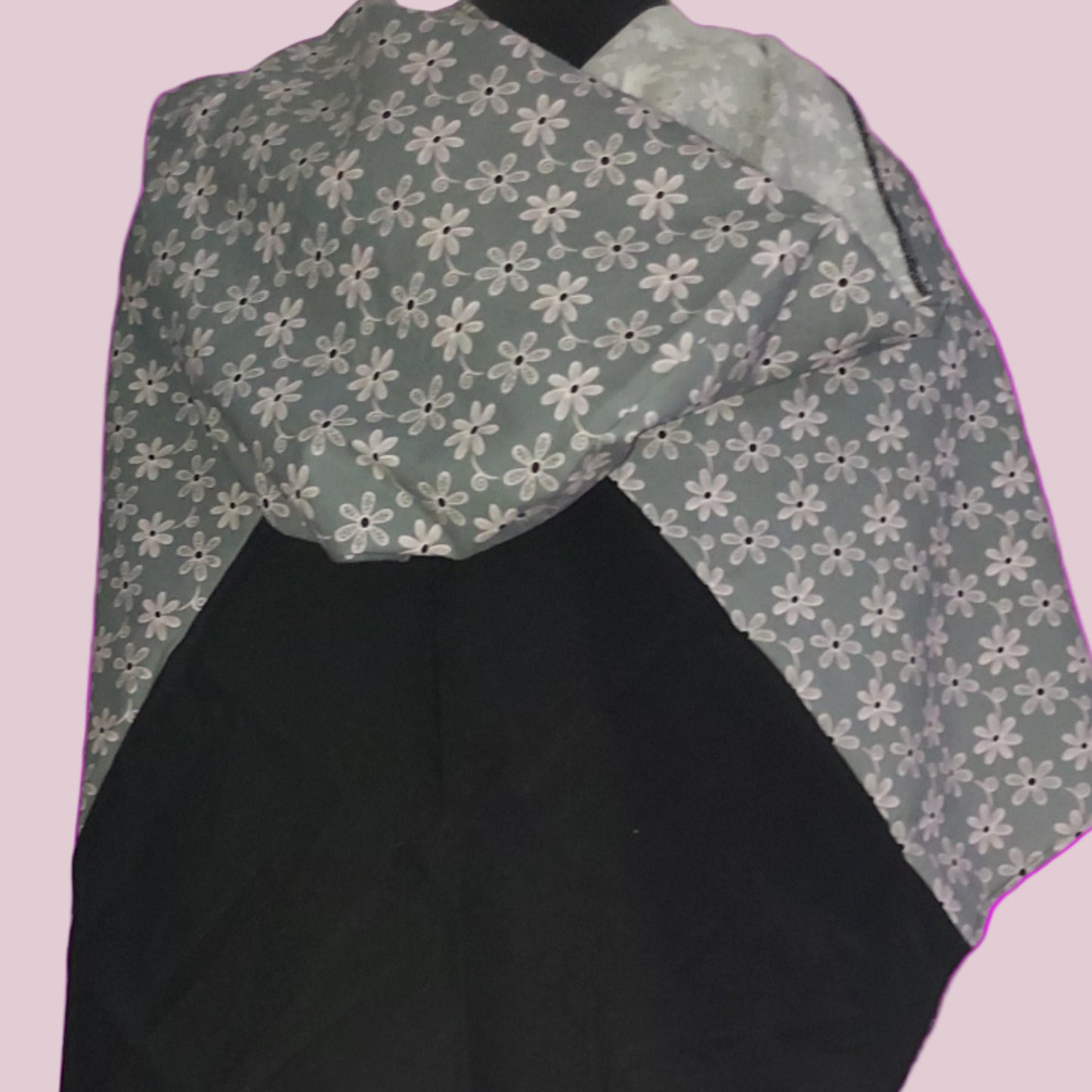Embroidered Hood - Pink and Gray - Deadly Cute