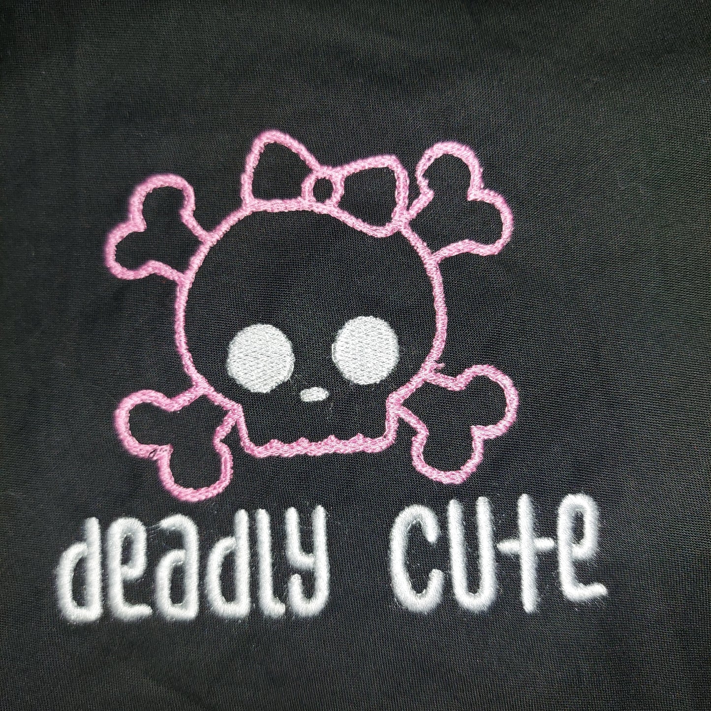 Embroidered Hood - Pink and Gray - Deadly Cute