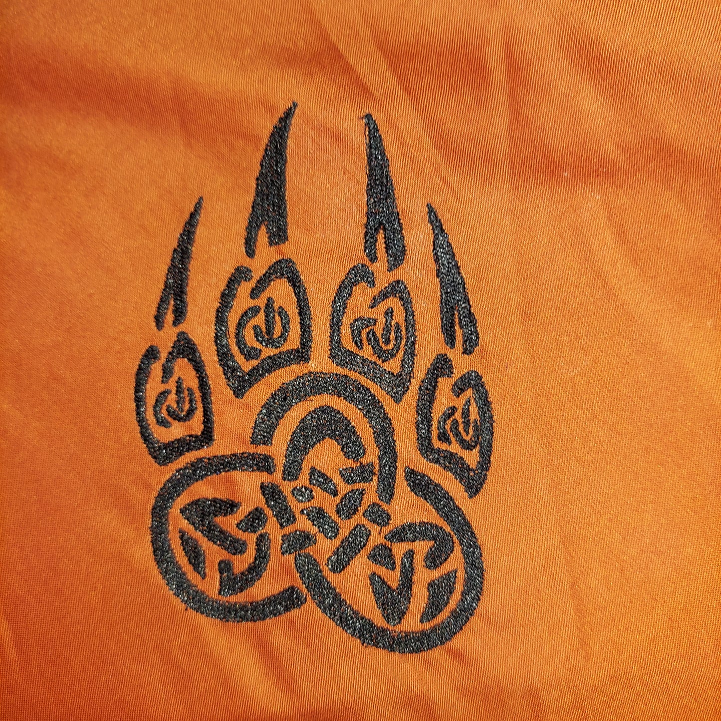 Embroidered Hood - Black and Burnt Orange - Bear Claw