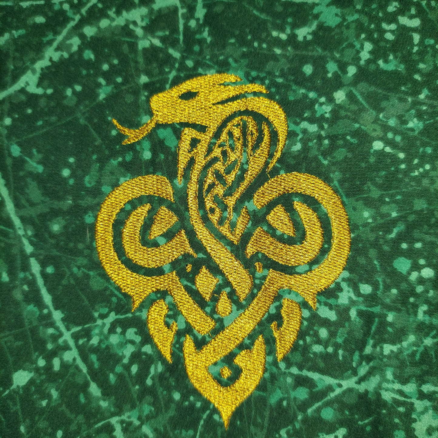 Embroidered Hood - Green and Black with Golden Serpent