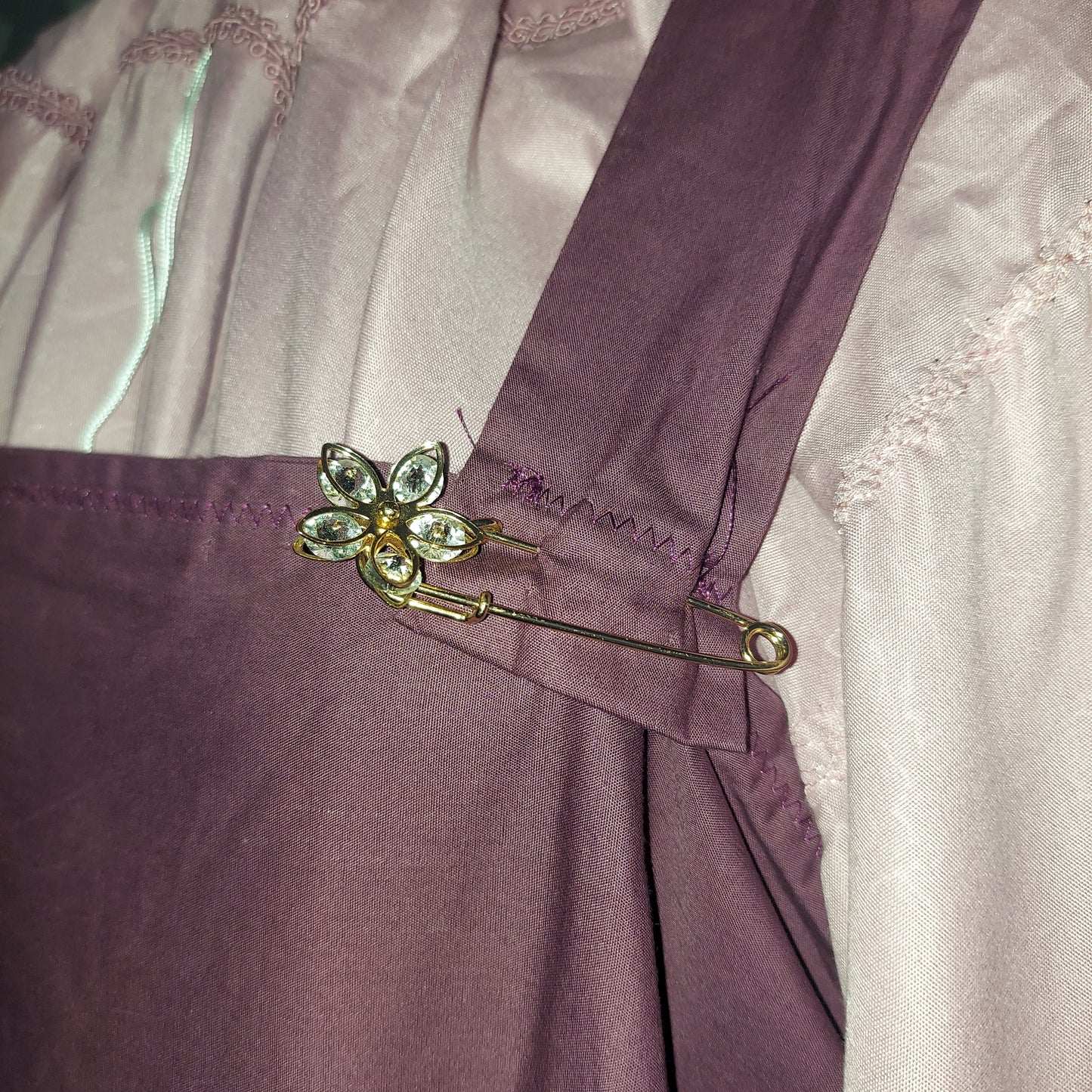 Adjustable Apron Dress Set - Rose Wine XL