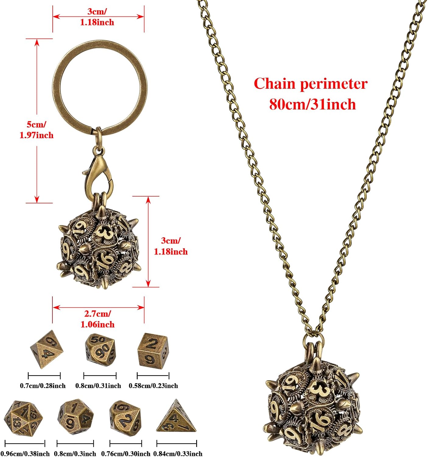 D20 Necklace Mini Dice Set