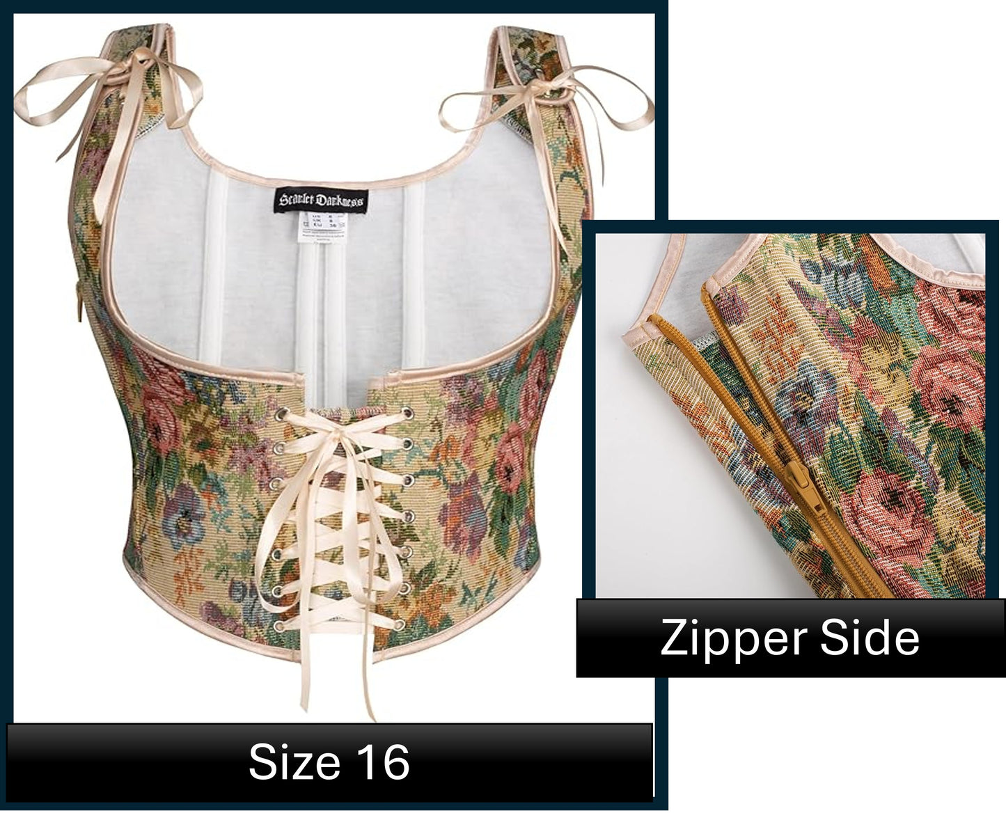 Scarlet Darkness Corset - Floral Cream Size 16