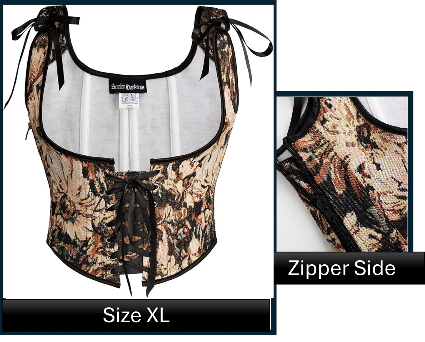 Scarlet Darkness Corset - Floral Black XL