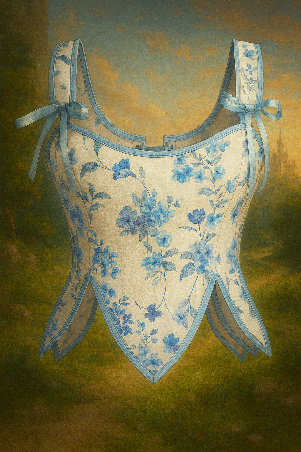 Scarlet Darkness Corset - Floral Blue Size 16