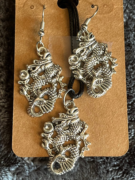 Traditional Dragon Necklace and Earring Set