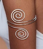 Metal Arm Cuff - Silver Spiral
