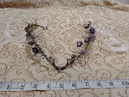 Elven Crown Purple Flowers with Moon