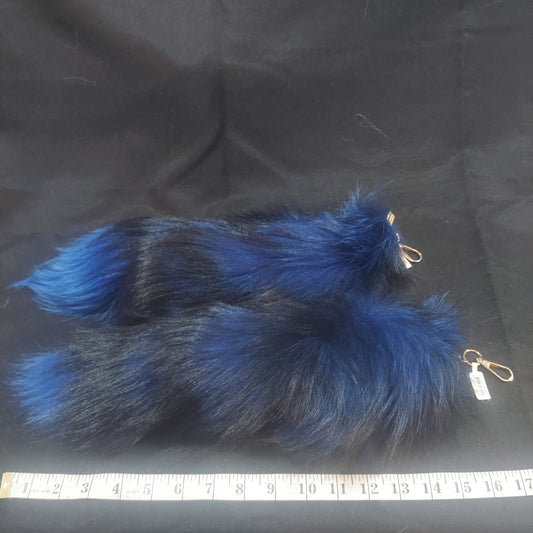 Fur Tail, Silver Fox dyed Blue and Black