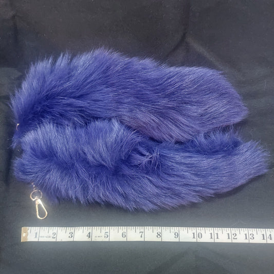 Fur Tail, white Fox dyed Royal Blue