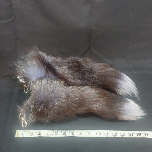Fur Tail,  Silver Fox dyed Powder Blue