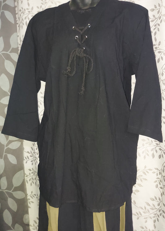 Sleeve Lace Up Shirt - Black M