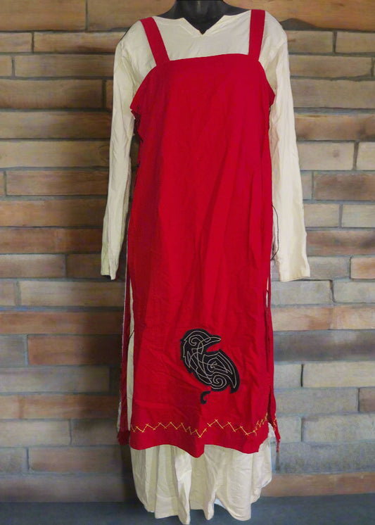 Red Viking Apron Dress - S/M