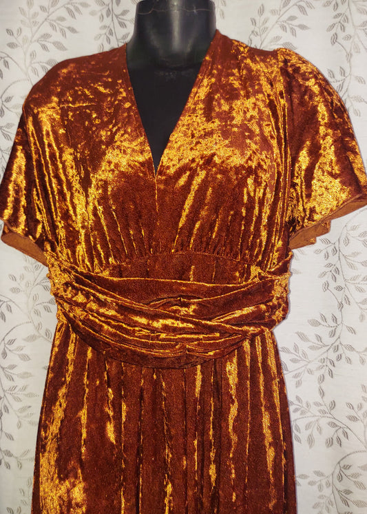 Gold Velvet Dress - Medium