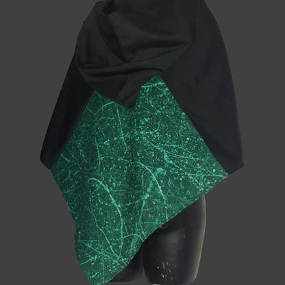 Embroidered Hood - Green and Black with Golden Serpent