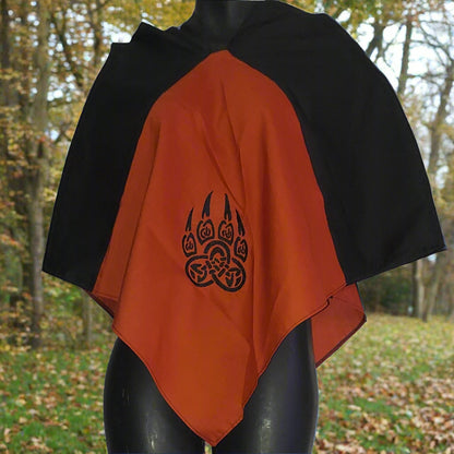 Embroidered Hood - Black and Burnt Orange - Bear Claw