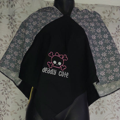 Embroidered Hood - Pink and Gray - Deadly Cute