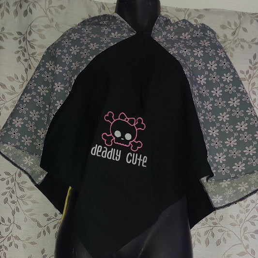 Embroidered Hood - Pink and Gray - Deadly Cute