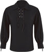 Mens Medieval Lace Up Shirt Black XL