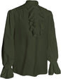 Mens Pirate Ruffle Shirt Green M