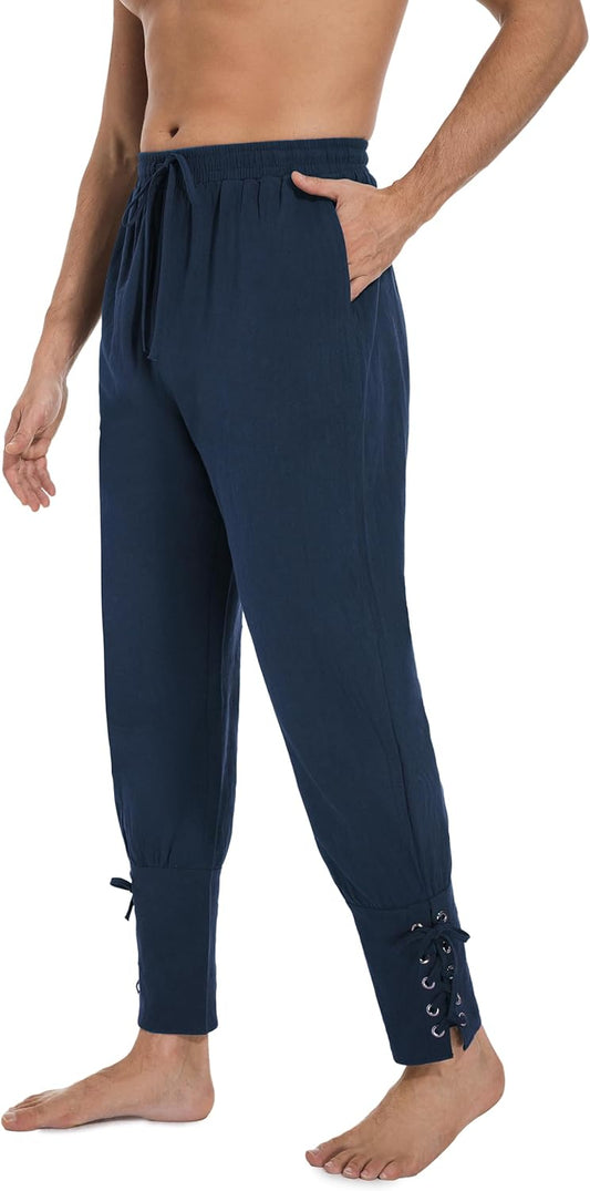 Mens Medieval Ankle Banded Pants Blue 2XL