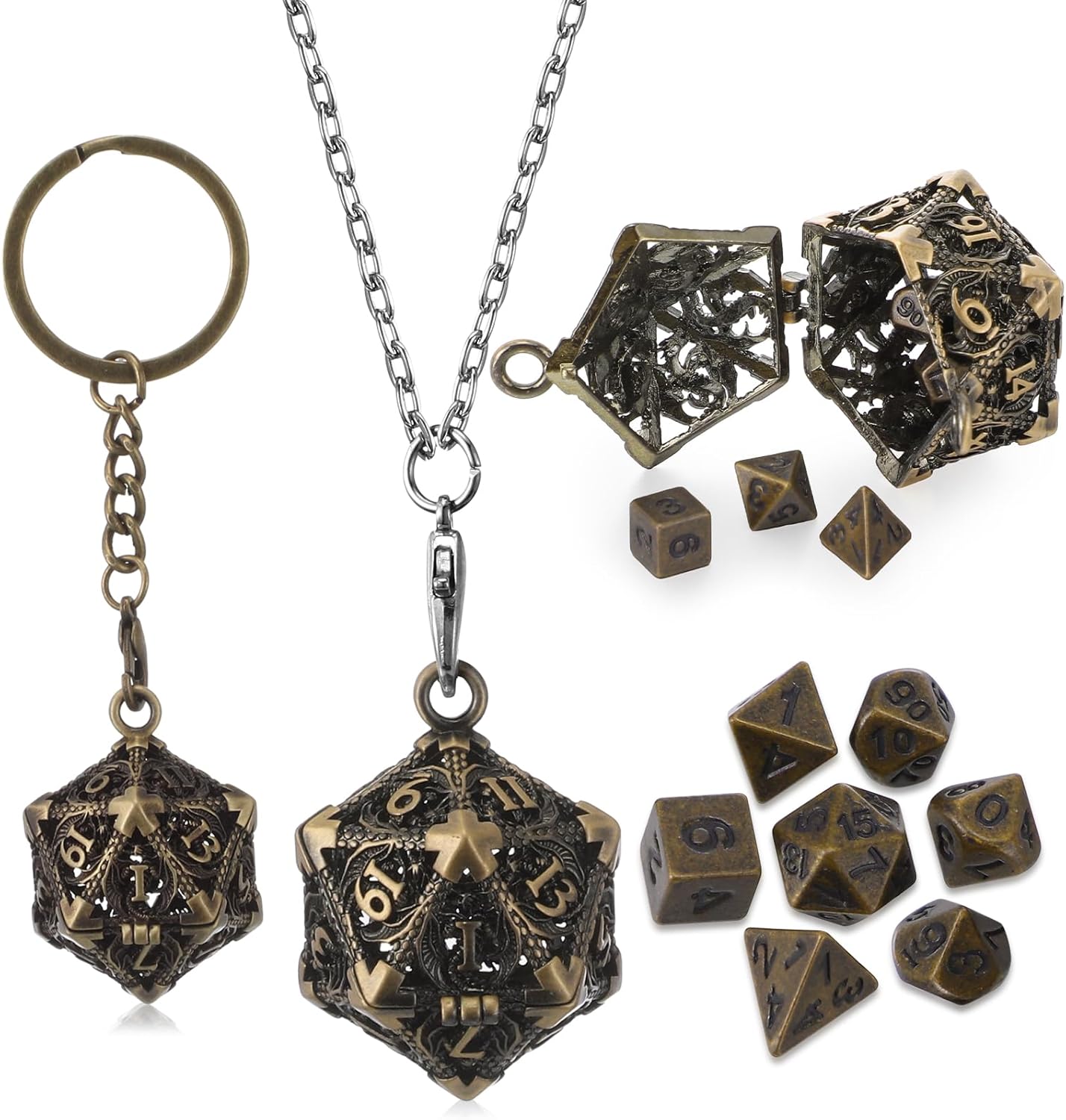 D20 Necklace Mini Dice Set