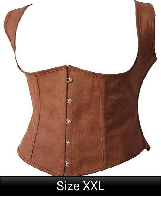 Scarlet Darkness Corset - Faux Leather Brown XXL