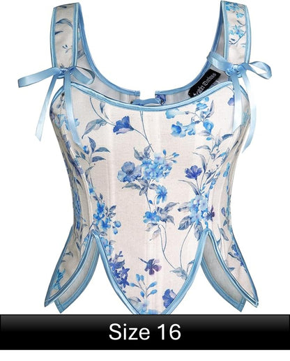 Scarlet Darkness Corset - Floral Blue Size 16
