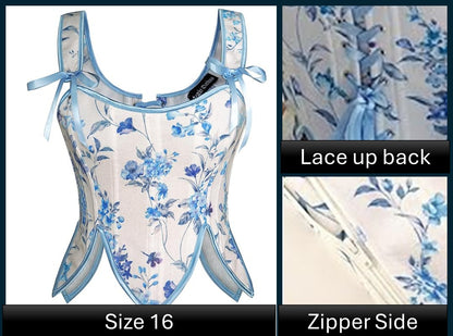Scarlet Darkness Corset - Floral Blue Size 16