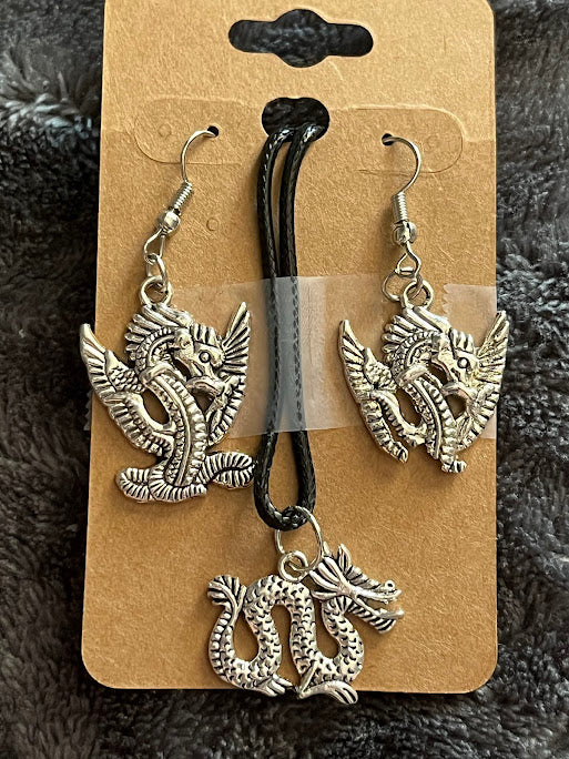 Dragon Necklace and Earring Set