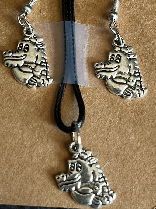 Silly Dragon Necklace and Earring Set