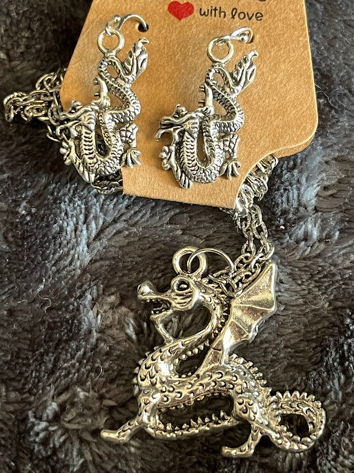 Dragon Necklace and Earring Set