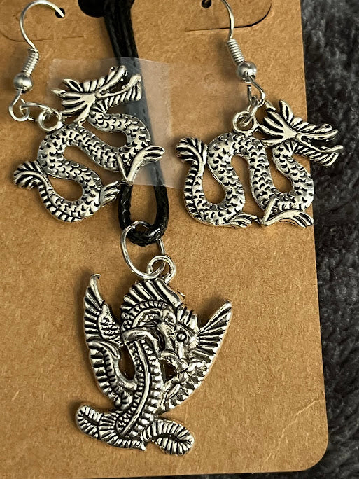 Dragon Necklace and Earring Set