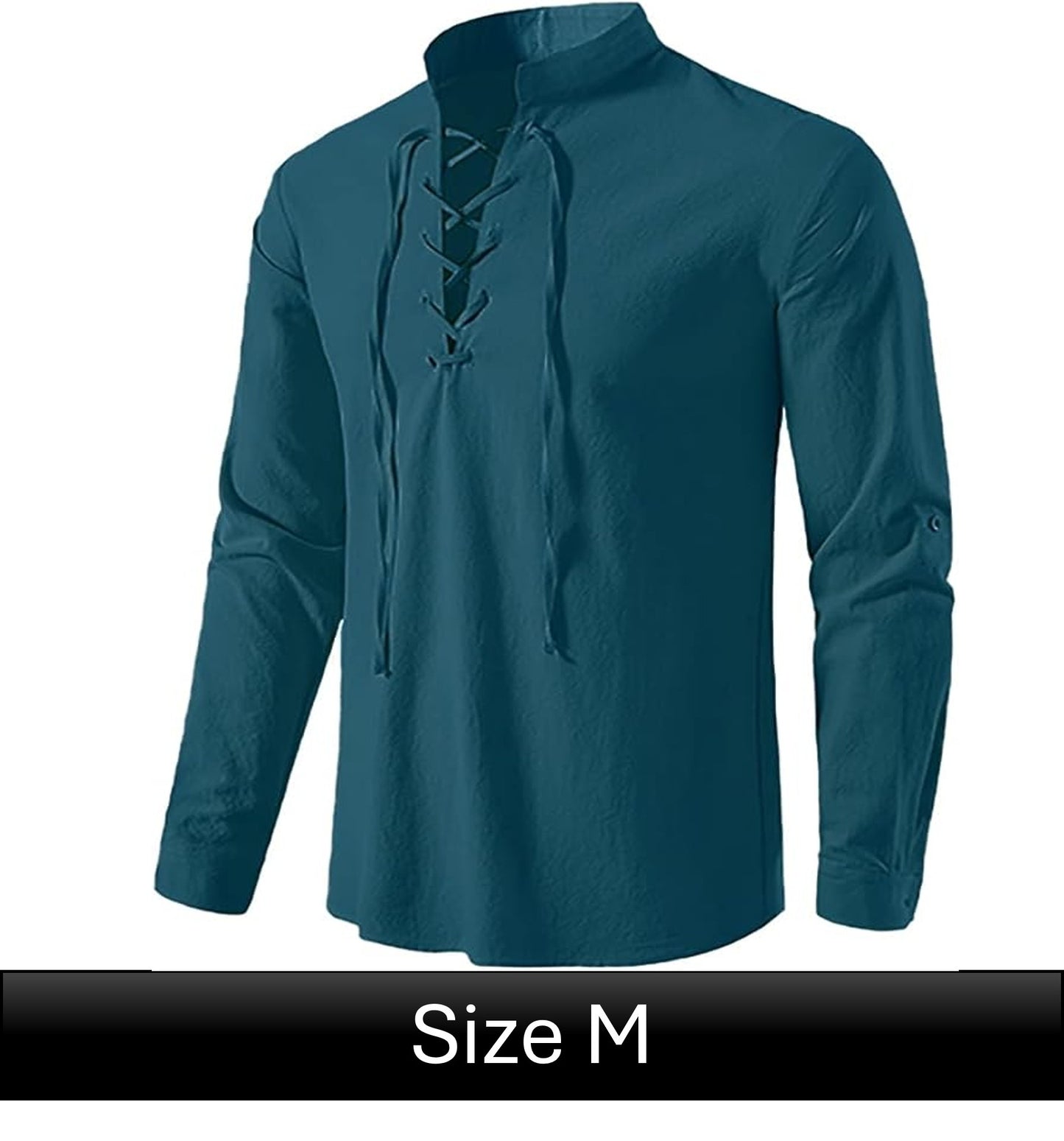 Long Sleeve Lace Up Shirt - Teal