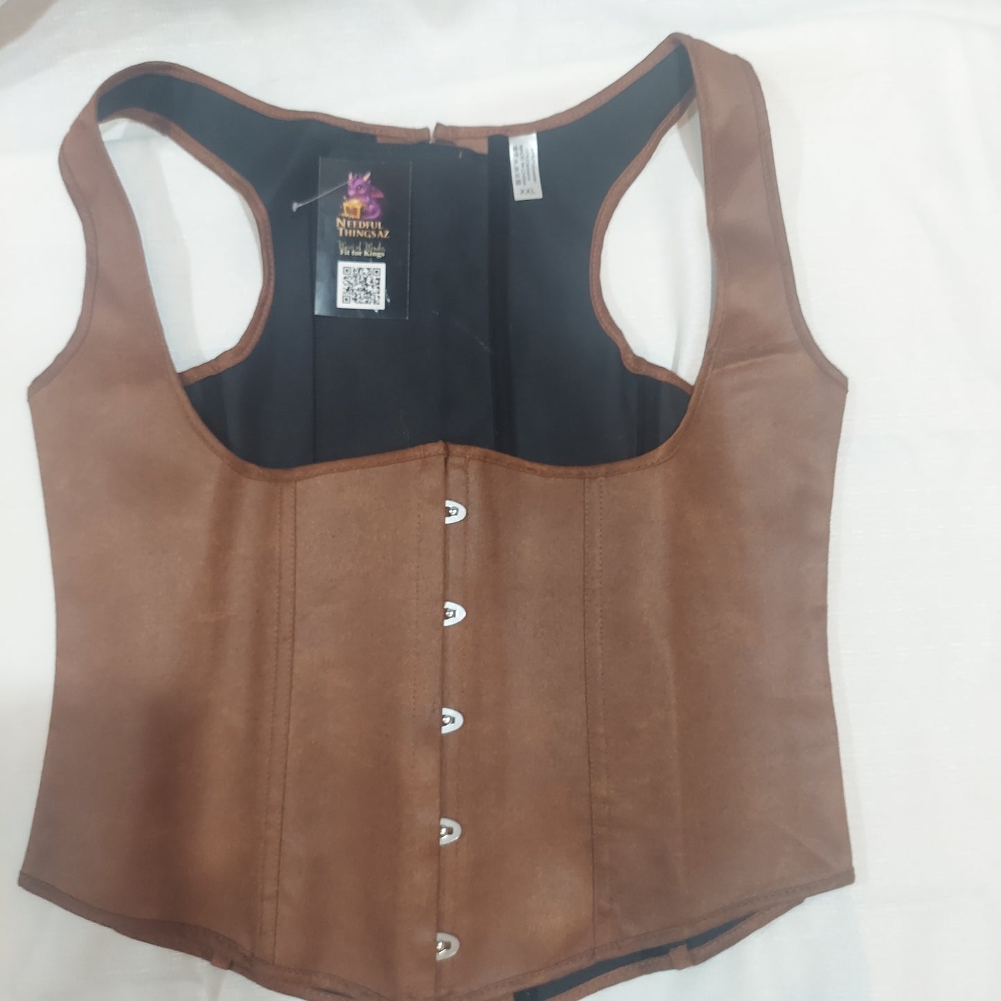 Scarlet Darkness Corset - Faux Leather Brown XXL