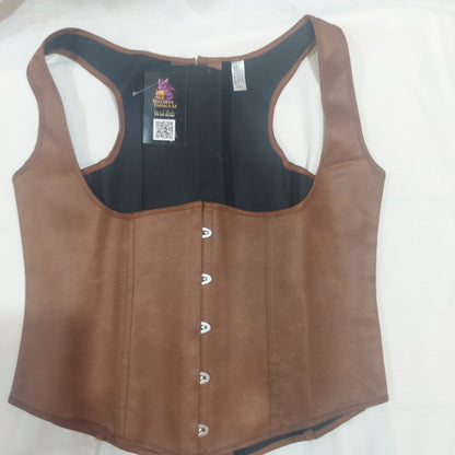 Scarlet Darkness Corset - Faux Leather Brown XXL